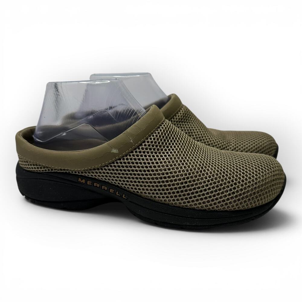 Merrell Primo Breeze Taupe Mesh Slip On Clog Shoes Womens Size 8.5 US Comfort